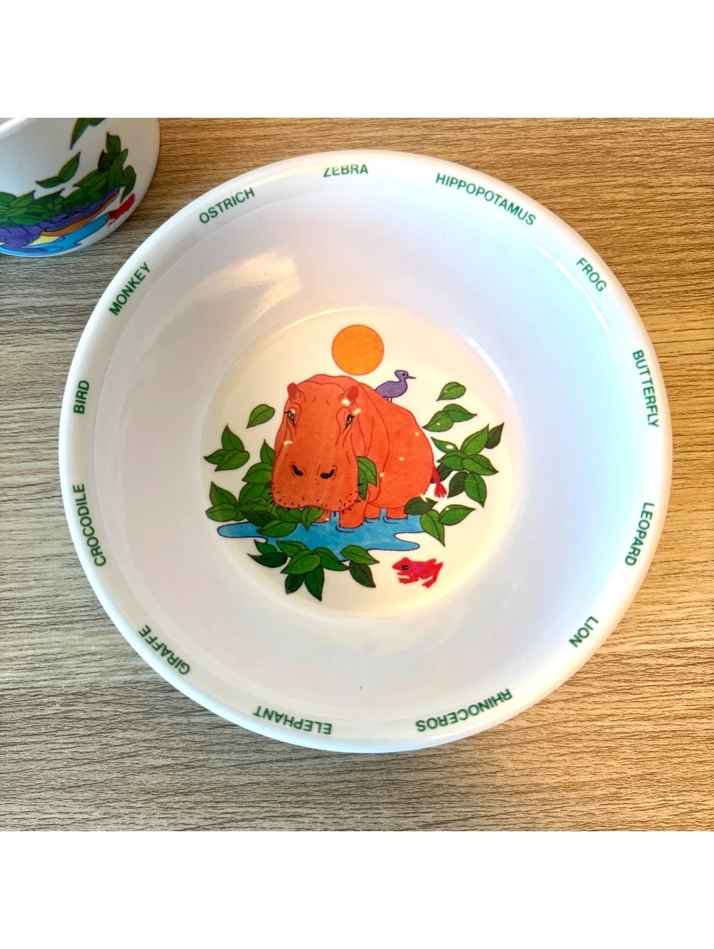 Vintage 1987 Anacapa Melamine Safari Children’s Dish Set Plate, Bowl Cup Fork